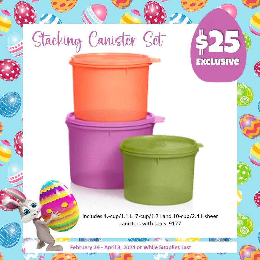 New Tupperware 3 pc Stacking Canister Set